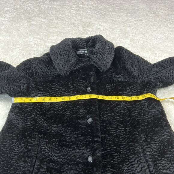 Komitor retro Mod faux fur black mid length coat, size Large or XL - Picture 5 of 9